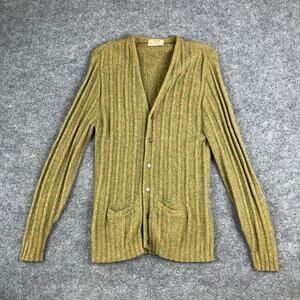Arrow Cum Laude Cardigan Womens L Wool Ribbed Knit Button Front Vintage Green